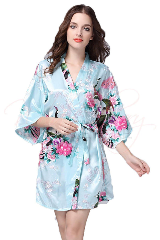 Feminine Floral Short Belted Robe, Sleepwear & Robes, Unbranded - Wild Cherry Lingerie