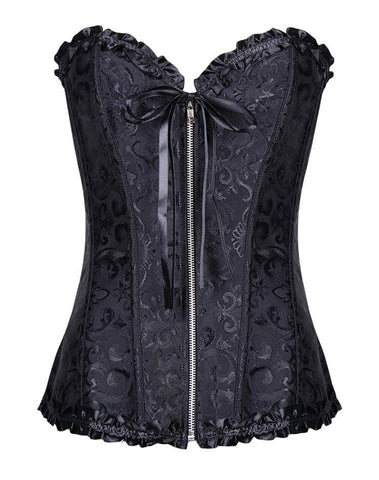 Satin Corset with Black Roses