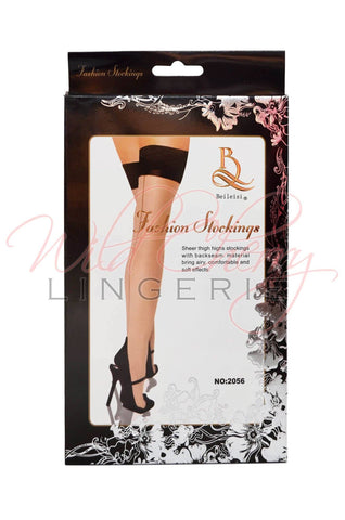 Black Thigh-High Stockings with Button Detail
