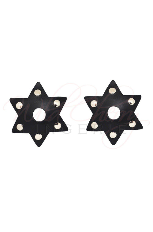 Star-Shaped Leather and Metal Nipple Covers