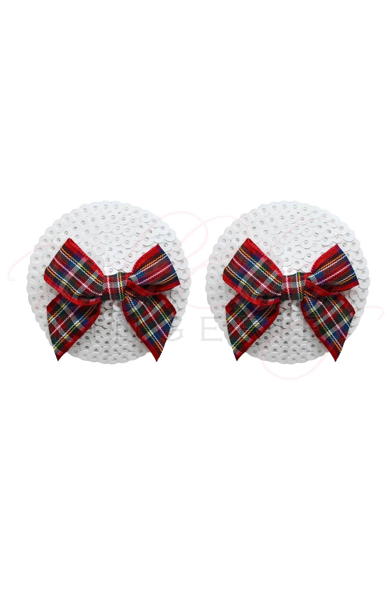 Tartan Bow and Sequin Nipple Covers