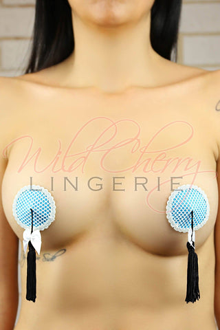 Sugar and Spice Blue Nipple Covers with Tassel