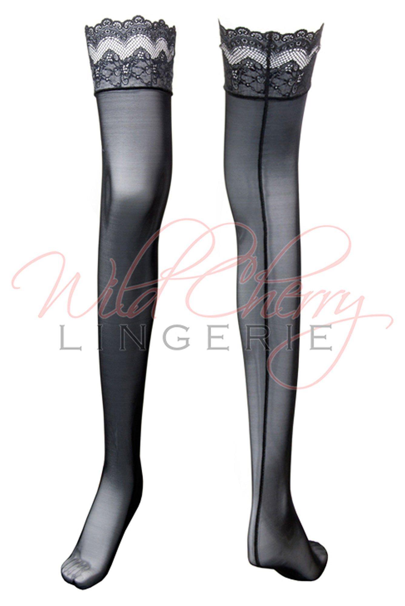 Santa Black Collection Thigh Length Stockings VIPA Lingerie, Legwear, VIPA Lingerie - Wild Cherry Lingerie